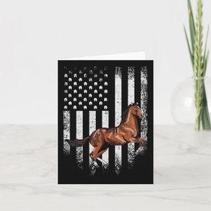 Cartão Vintage USA Flag Americano Thoroughgeneb Horse Hor