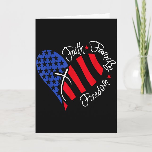 Cartão Vintage Usa Flag Faith Family Freedom Patriotic Ch (Frente)