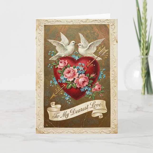 Cartão Vintage Valentine Dearest Love Card (Frente)