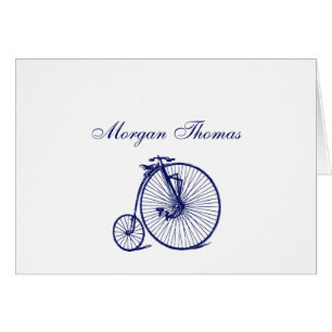 Cartão Vintage Velocipede Penny Farthing Bike Blu