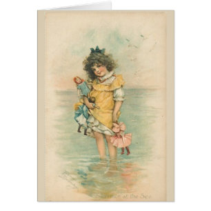 Cartão Vintage - Verão Play no mar,