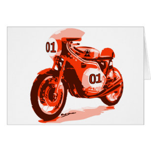 Cartão Vintage vermelho que compete a motocicleta