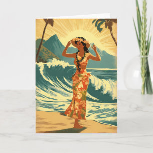 Cartão Vintage Viagem Honolulu Médio Havaiano - Pacífico