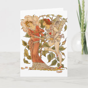 Cartão Vintage Victorian Art, Rosa por Walter Crane