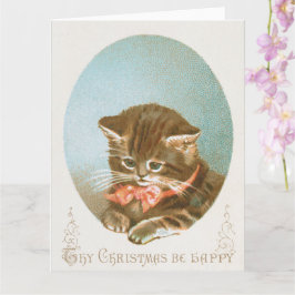 Cartão Vintage Victorian Coquette Christmas Cat