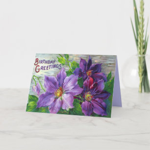 Cartão Vintage Victorian Floral Birthday Day Card