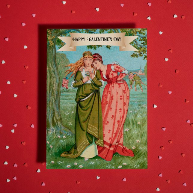 Cartão Vintage Victorian Galentine Day Bonito Amigo (Criador carregado)