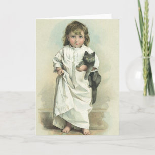 Cartão Vintage Victorian Girl in a Nightvestido with Your