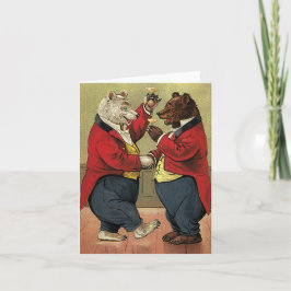 Cartão Vintage Victorian Happy, Gay, Ursos Dançantes