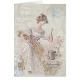 Cartão Vintage Victorian Lady Chique Flowers