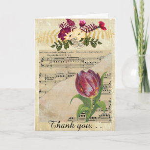 Cartão Vintage Victorian Music Romance Tulip GreetingCard