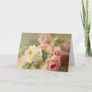 Cartão Vintage Victorian Rose Watercolor