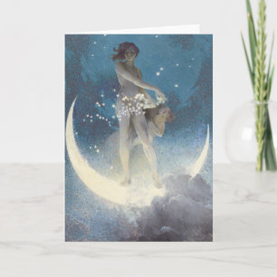 Cartão Vintage Victorian Star Scattering Angels