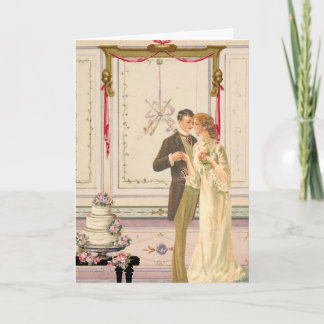 Cartão Vintage Victorian Wedding Celebration Scene