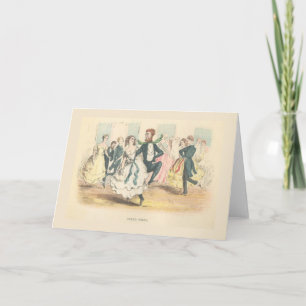 Cartão Vintage Victorianos - A Grande Dança Polka,
