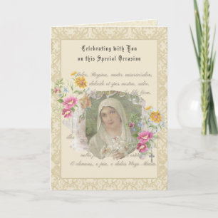 Cartão Vintage Virgem Religiosa Mary Memare Prayer Card