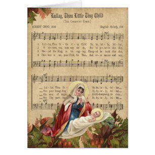 Cartão Vintage Virgem Religiosa Mary Música Jesus