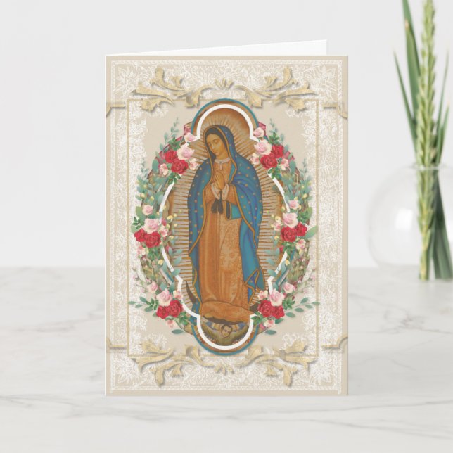 Cartão Vintage Virgin Mary Guadalupe Católica Religiosa (Frente)