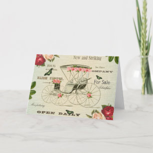 Cartão Vintage vitoriana saudação feminina com flores