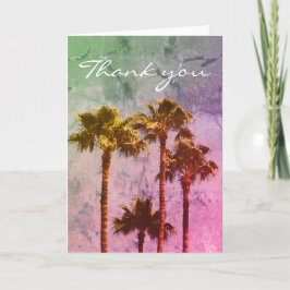 Cartão Vintage Watercolor Palm Trees Coloridas Obrigado