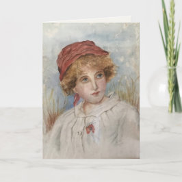 Cartão Vintage Watercolour Portrait | Blank Greeting Card
