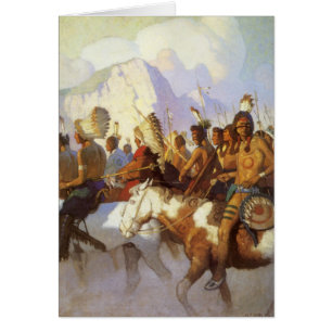 Cartão Vintage Western Art, Partido da Guerra da Índia po