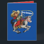 Cartão Vintage Western Cowboy Kid Horse e Rope Christma<br><div class="desc">Vintage Western Cowboy Rope Feliz Natal Ver esta design a semelhantes em uma variedade de itens para feriados e aniversários O texto dentro do cartão pode ser alterado se você preferir outra coisa. Use o botão personalizar e edite.</div>