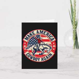 Cartão Vintage Western Rodeo Usa Flag Torna A América Uma