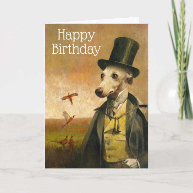 Cartão Vintage Whippet Birthday Card (Frente)