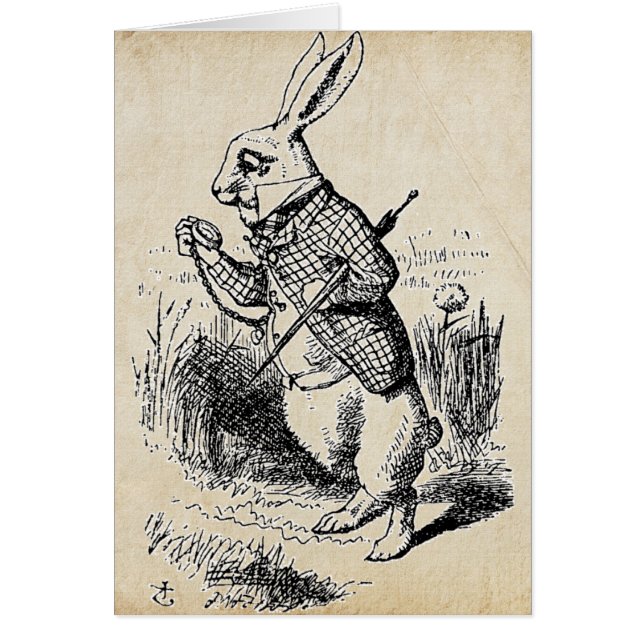 Cartão Vintage White Rabbit (Frente)