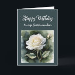 Cartão Vintage White Rose Flower Sister-in-law Aniversári<br><div class="desc">Vintage White Rose Flower Sister-in-law Aniversário</div>