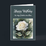 Cartão Vintage White Rose Flower Sister-in-law Aniversári<br><div class="desc">Vintage White Rose Flower Sister-in-law Aniversário</div>