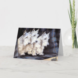 Cartão Vintage White Scottish Terriers Scotties Card