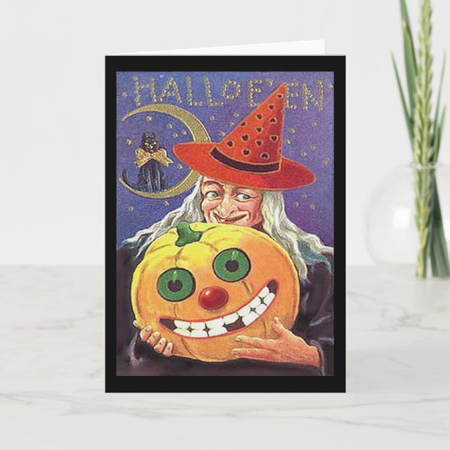 Cartão Vintage Witch Halloween (Frente)