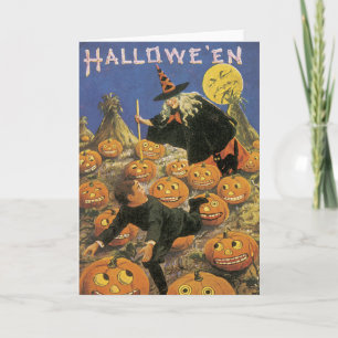 Cartão Vintage Witch Halloween Card