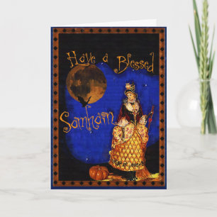 Cartão Vintage Witch Happy Samhain Halloween Card