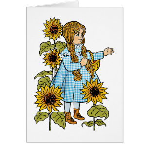 Cartão Vintage Wizard de Oz Fairy Tale Dorothy Sunflower