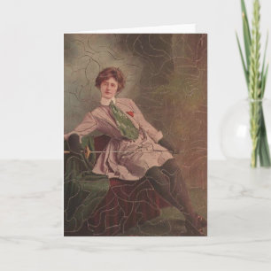 Cartão Vintage Woman Fencer Puzzle Note Card