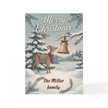 Vintage Woodland Deer & Christmas Bell Custom