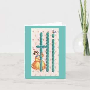 Cartão Vintage Yarn Doll Hi Card