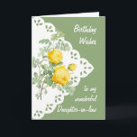 Cartão Vintage Yellow Rose Flower Daughter in-law<br><div class="desc">Vintage Yellow Rose Flower para seu aniversário de cunha</div>