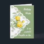 Cartão Vintage Yellow Rose Flower Daughter in-law<br><div class="desc">Vintage Yellow Rose Flower para seu aniversário de cunha</div>