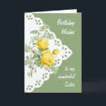 Cartão Vintage Yellow Rose Flower Sister<br><div class="desc">Vintage Yellow Rose Flower para seu aniversário da irmã</div>