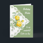 Cartão Vintage Yellow Rose Flower Sister-in-law<br><div class="desc">Vintage Yellow Rose Flower para seu aniversário cunhado</div>