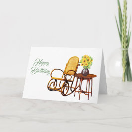 Cartão Vintage Yellow Sunflower Cadeira de Mesa Aniversár