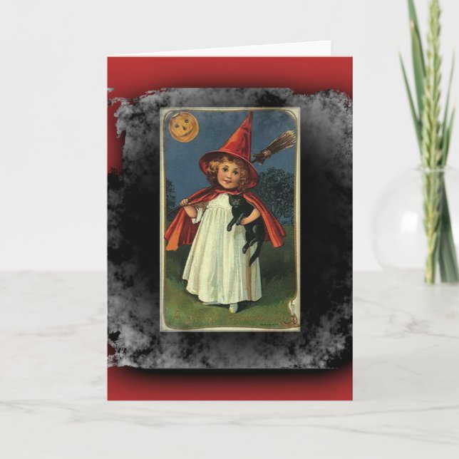 Cartão Vintage Young Halloween Witch (Frente)
