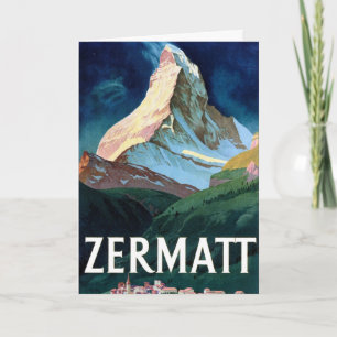 Cartão Vintage Zermatt SuíçaMatterhorn Viagem