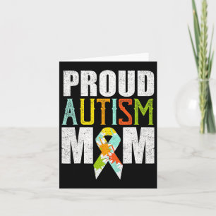 Cartão Vintagem da Consciência do Autismo Mãe Orgulhosa