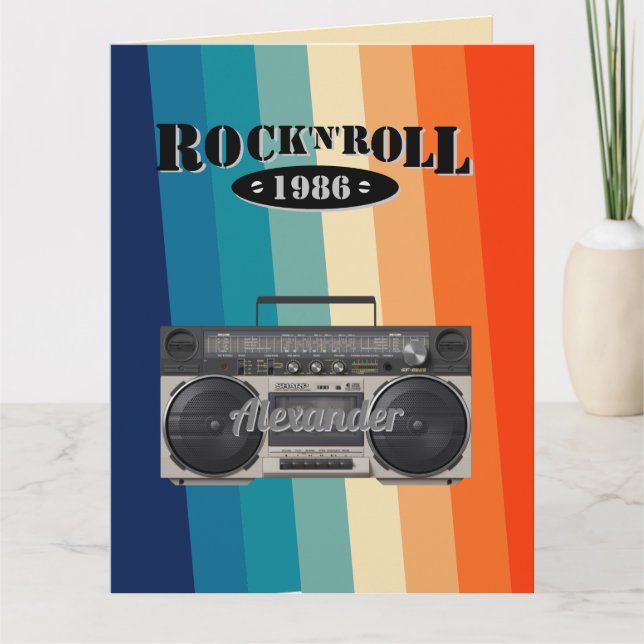 Cartão Vintagem de música rochosa n rolo (Frente)