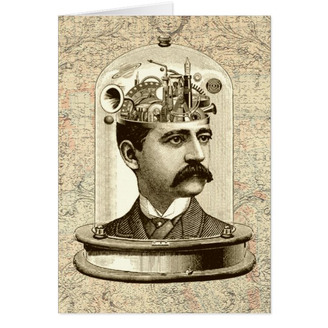 Cartão Vintagem do Clocwork Brain STEAMPUNK (Frente)